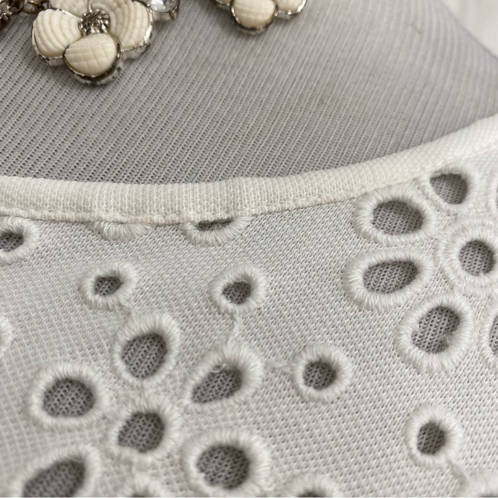 Tommy Hilfiger Size Medium M Cream White Eyelet Dress Flutter Sleeve Pullover - Picture 14 of 14